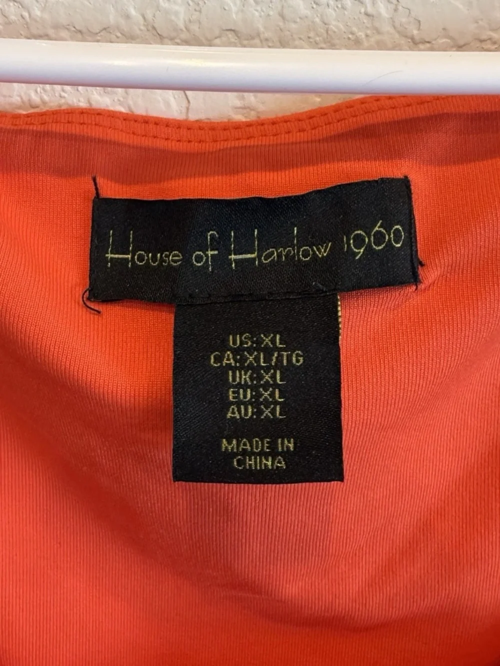 House Of Harlow 1960 Women's Red Orange Short Sleeve Square Neck Bodysuit Top XL - Picture 3 of 7
